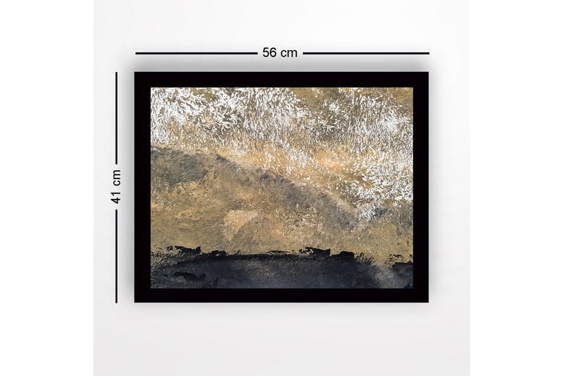 Innrammet lerret i tre - 41x56 cm - Abstrakt landskap med gyldne og svarte toner - Gull / Svart - Interiør - Maleri & posters - Lerretsbilder
