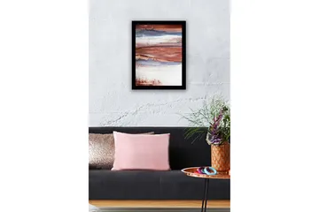 Innrammet lerret i tre - 41x56 cm - Abstrakt landskap med jordfarger - Rødbrun / Blå / Hvit - Interiør - Maleri & posters - Lerretsbilder
