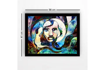 Innrammet lerret i tre - 41x56 cm - Abstrakt portrett med ansikter som smelter sammen - Blå / Grønn / Rød - Interiør - Maleri & posters - Lerretsbilder