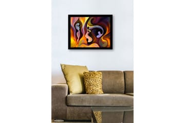 Innrammet lerret i tre - 41x56 cm - Abstrakt portrett av ansikter i flytende former - Gull / Mørk rød / Lilla - Interiør - Maleri & posters - Lerretsbilder