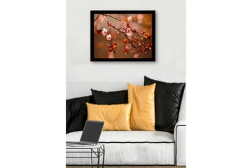 Innrammet lerret i tre - 41x56 cm - Blomstrende kirsebærgrener i myke nyanser - Rosa / Brun / Grønn - Interiør - Maleri & posters - Lerretsbilder