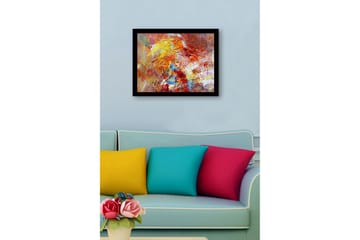 Innrammet lerret i tre - 41x56 cm - Fargerik abstrakt komposisjon med dynamiske former - Rød / Gul / Blå - Interiør - Maleri & posters - Lerretsbilder