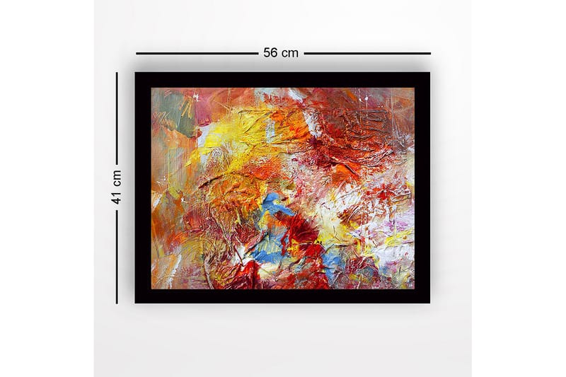 Innrammet lerret i tre - 41x56 cm - Fargerik abstrakt komposisjon med dynamiske former - Rød / Gul / Blå - Interiør - Maleri & posters - Lerretsbilder