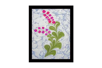 Innrammet lerret i tre - 41x56 cm - Fargerik blomsterkomposisjon med grønt bladverk - Grønn / Rosa / Blå - Interiør - Maleri & posters - Lerretsbilder