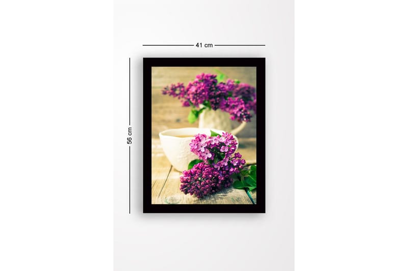 Innrammet lerret i tre - 41x56 cm - Fargerik bukett med syriner - Lilla / Grønn - Interiør - Maleri & posters - Lerretsbilder