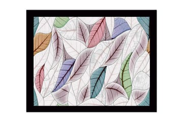 Innrammet lerret i tre - 41x56 cm - Fargerike blader i en harmonisk komposisjon - Grønn / Rosa / Blå - Interiør - Maleri & posters - Lerretsbilder