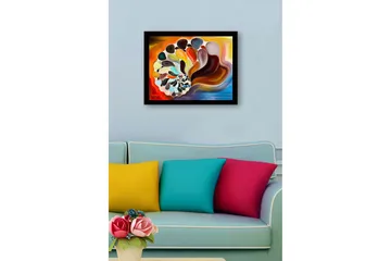 Innrammet lerret i tre - 41x56 cm - Fargerikt skjell med abstrakte former - Oransje / Brun / Hvit - Interiør - Maleri & posters - Lerretsbilder