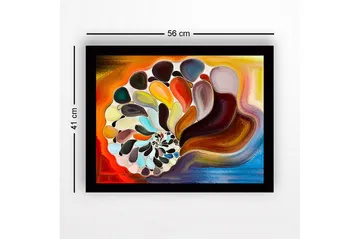 Innrammet lerret i tre - 41x56 cm - Fargerikt skjell med abstrakte former - Oransje / Brun / Hvit - Interiør - Maleri & posters - Lerretsbilder