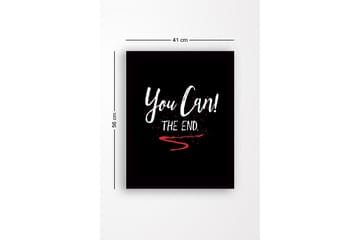 Innrammet lerret i tre - 41x56 cm - Inspirerende tekst med oppfordring og avslutning - Hvit / Rød / Svart - Interiør - Maleri & posters - Lerretsbilder