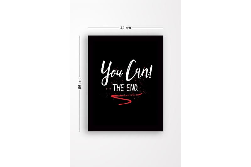 Innrammet lerret i tre - 41x56 cm - Inspirerende tekst med oppfordring og avslutning - Hvit / Rød / Svart - Interiør - Maleri & posters - Lerretsbilder