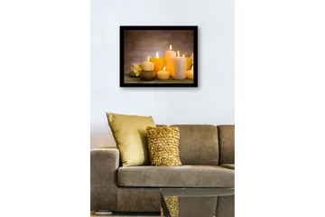 Innrammet lerret i tre - 41x56 cm - Lysende lys i forskjellige former og størrelser - Gul / Krem / Beige - Interiør - Maleri & posters - Lerretsbilder