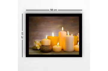 Innrammet lerret i tre - 41x56 cm - Lysende lys i forskjellige former og størrelser - Gul / Krem / Beige - Interiør - Maleri & posters - Lerretsbilder