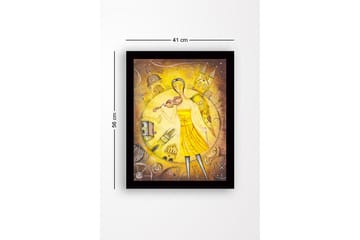 Innrammet lerret i tre - 41x56 cm - Musiker med fiolin i et gyllent miljø - Gull / Gul / Brun - Interiør - Maleri & posters - Lerretsbilder