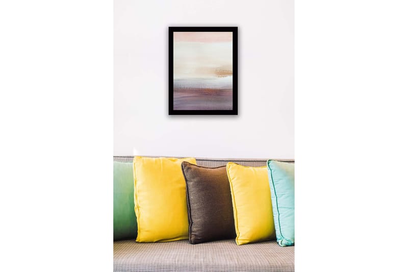 Innrammet lerret i tre - 41x56 cm - Myk abstrakt landskapskomposisjon med subtile fargeoverganger - Lys rosa / Beige / Lilla - Interiør - Maleri & posters - Lerretsbilder