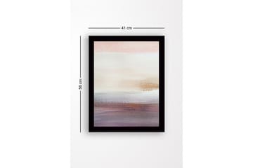 Innrammet lerret i tre - 41x56 cm - Myk abstrakt landskapskomposisjon med subtile fargeoverganger - Lys rosa / Beige / Lilla - Interiør - Maleri & posters - Lerretsbilder
