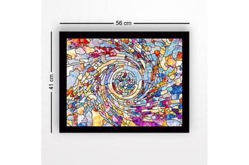 Innrammet lerret i tre - 41x56 cm - Spiraler av fargerike mosaikkfragmenter - Blå / Rød / Gul - Interiør - Maleri & posters - Lerretsbilder