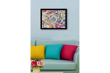 Innrammet lerret i tre - 41x56 cm - Spiraler av fargerike mosaikkfragmenter - Blå / Rød / Gul - Interiør - Maleri & posters - Lerretsbilder