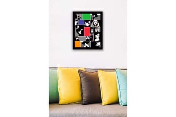 Innrammet lerret i tre - 41x56 cm - Stiliserte portretter av kvinner i forskjellige uttrykk og klær - Rød / Svart / Hvit - Interiør - Maleri & posters - Lerretsbilder