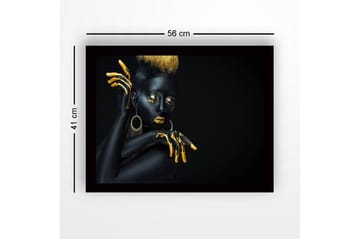 Innrammet lerret i tre - 41x56 cm - Svart og gullkledd modell med dramatiske positurer - Svart / Gull - Interiør - Maleri & posters - Lerretsbilder
