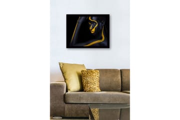 Innrammet lerret i tre - 41x56 cm - Portrett av en person med svart og gul kroppsmaling - Svart / Gul - Interiør - Maleri & posters - Lerretsbilder
