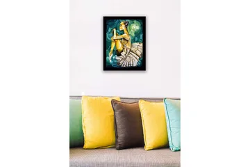 Innrammet lerretsbilde i tre - 41x56 cm - Ballettdanser i en elegant positur - Grønn / Beige / Gul - Interiør - Maleri & posters - Lerretsbilder