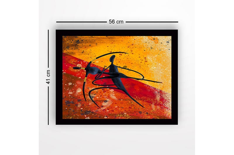 Innrammet lerretsbilde i tre - 41x56 cm - Dansende par i abstrakt stil - Gull / Rød / Svart - Interiør - Maleri & posters - Lerretsbilder
