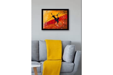 Innrammet lerretsbilde i tre - 41x56 cm - Dansende par i abstrakt stil - Svart / Oransje / Gul - Interiør - Maleri & posters - Lerretsbilder