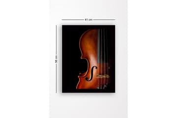 Innrammet lerretsbilde i tre - 41x56 cm - Elegant fiolin med detaljert trestruktur - Mørk brun / Lys brun / Svart - Interiør - Maleri & posters - Lerretsbilder
