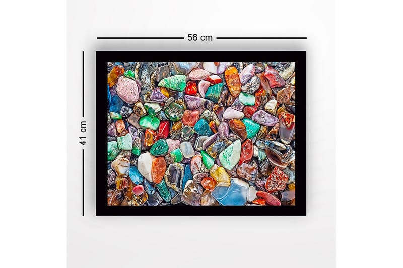 Innrammet lerretsbilde i tre - 41x56 cm - Fargerike edelstener i en rik mosaikk av former og nyanser - Grønn / Rød / Blå - Interiør - Maleri & posters - Lerretsbilder