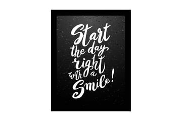 Innrammet lerretsbilde i tre - 41x56 cm - Inspirerende sitat med håndskrevet typografi - Svart / Hvit - Interiør - Maleri & posters - Lerretsbilder