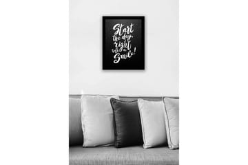 Innrammet lerretsbilde i tre - 41x56 cm - Inspirerende sitat med håndskrevet typografi - Svart / Hvit - Interiør - Maleri & posters - Lerretsbilder