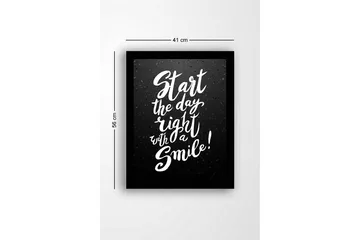 Innrammet lerretsbilde i tre - 41x56 cm - Inspirerende sitat med håndskrevet typografi - Svart / Hvit - Interiør - Maleri & posters - Lerretsbilder