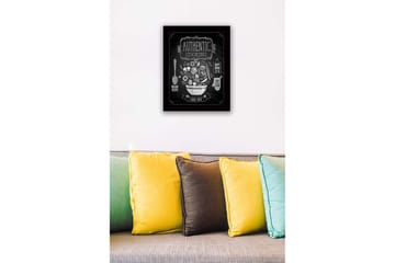 Innrammet lerretsbilde i tre - 41x56 cm - Kjøkkenskilt med en bolle fylt med grønnsaker og kjøkkenutstyr - Hvit / Svart - Interiør - Maleri & posters - Lerretsbilder