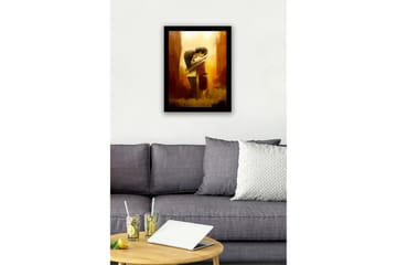 Innrammet lerretsbilde i tre - 41x56 cm - Krammende par i en romantisk omfavnelse - Gull / Brun / Beige - Interiør - Maleri & posters - Lerretsbilder