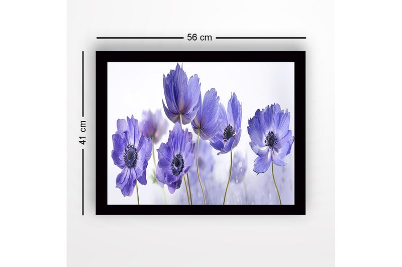 Innrammet lerretsbilde i tre - 41x56 cm - Lilla blomster i en harmonisk komposisjon - Lilla / Svart / Hvit - Interiør - Maleri & posters - Lerretsbilder