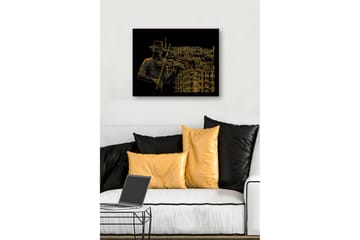 Innrammet lerretsbilde i tre - 41x56 cm - Musiker som spiller fiolin med en bysilhuett i bakgrunnen - Gull / Svart - Interiør - Maleri & posters - Lerretsbilder