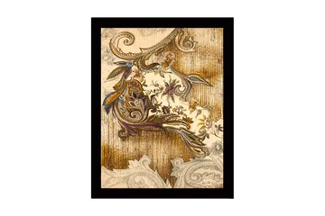 Innrammet lerretsbilde i tre - 41x56 cm - Ornamentalt mønster med blomster og bladverk - Gull / Brun / Lilla - Interiør - Maleri & posters - Lerretsbilder