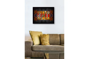 Innrammet lerretsbilde i tre - 41x56 cm - Sjiraff i en fargerik, abstrakt komposisjon - Gull / Rød / Svart - Interiør - Maleri & posters - Lerretsbilder