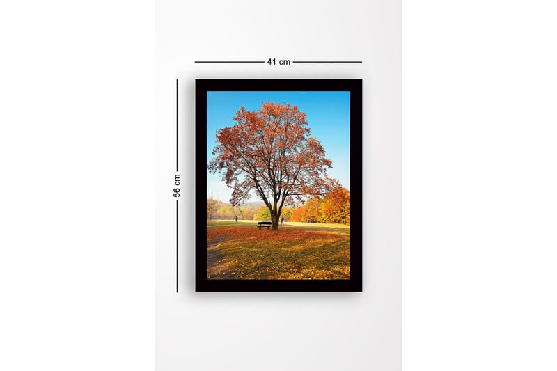 Innrammet lerretsbilde i tre - 41x56 cm - Statlig høsttre med fargerike blader - Oransje / Gul / Brun - Interiør - Maleri & posters - Lerretsbilder