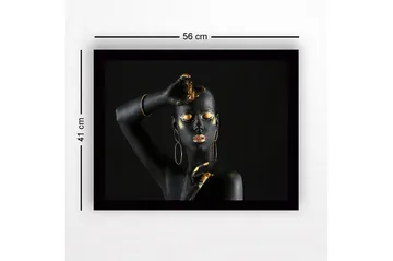 Innrammet lerretsbilde i tre - 41x56 cm - Svart og gulldekorert kropp med elegant positur - Svart / Gull - Interiør - Maleri & posters - Lerretsbilder