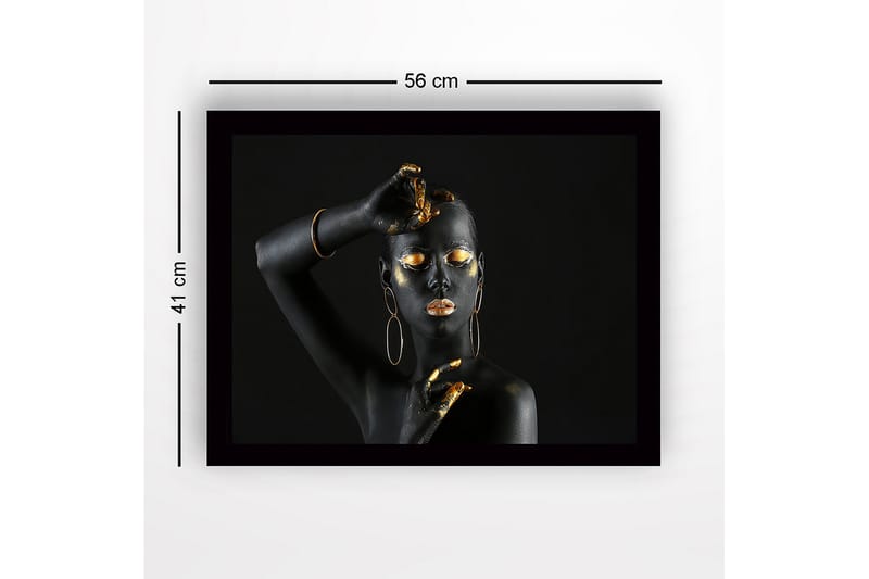 Innrammet lerretsbilde i tre - 41x56 cm - Svart og gulldekorert kropp med elegant positur - Svart / Gull - Interiør - Maleri & posters - Lerretsbilder