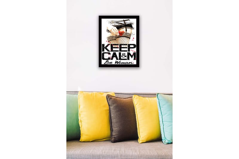 Innrammet lerretsbilde i tre - 41x56 cm - Provoserende motiv med en hånd som holder et hjerte i strømpebukser - Rød / Svart / Beige - Interiør - Maleri & posters - Lerretsbilder