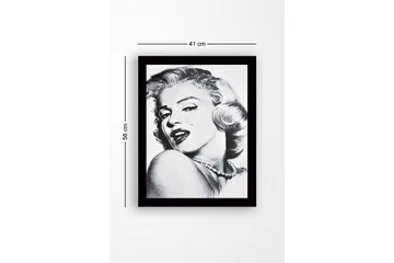 Innrammet lerretsbilde i tre - 41x56 cm - Portrett av en glamorøs kvinne med et forførende utseende - Svart / Hvit / Grå - Interiør - Maleri & posters - Lerretsbilder