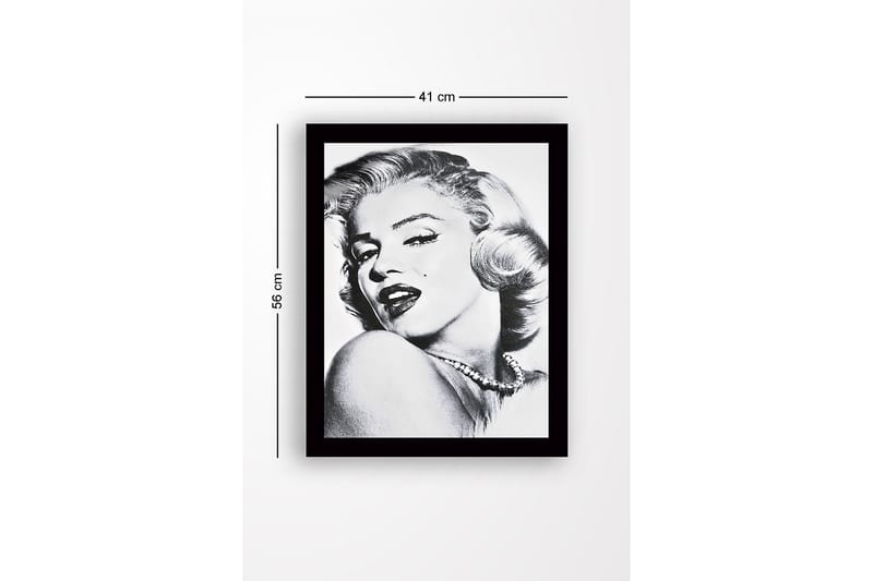 Innrammet lerretsbilde i tre - 41x56 cm - Portrett av en glamorøs kvinne med et forførende utseende - Svart / Hvit / Grå - Interiør - Maleri & posters - Lerretsbilder