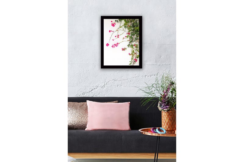 Innrammet trelerretsbilde - 41x56 cm - Fargerike bougainvilleablomster som klatrer langs en gren - Rosa / Grønn - Interiør - Maleri & posters - Lerretsbilder