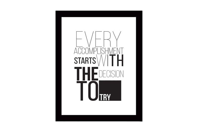Innrammet trelerretsbilde - 41x56 cm - Inspirerende sitat om prestasjon og besluttsomhet, Svart / Hvit