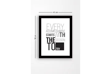 Innrammet trelerretsbilde - 41x56 cm - Inspirerende sitat om prestasjon og besluttsomhet - Svart / Hvit - Interiør - Maleri & posters - Lerretsbilder