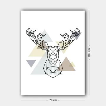 Lerret 70x100 cm - Geometrisk elghode i polygonal stil - Svart / Lys grå / Beige - Interiør - Maleri & posters - Lerretsbilder