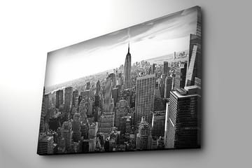 Lerret 70x100 cm - Panoramautsikt over New Yorks skyline med Empire State Building i fokus - Svart / Hvit / Grå - Interiør - Maleri & posters - Lerretsbilder