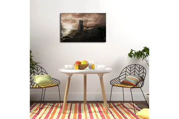 Lerret 70x45 cm - Dystopisk landskap med en bro i ruiner - Mørkegrå / Brun / Beige - Interiør - Maleri & posters - Lerretsbilder